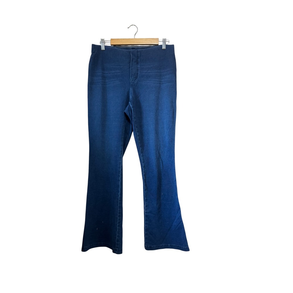 Pure Jill Indigo Knit Denim Pants Womens S Blue Excellent Flare Pull On Legging
